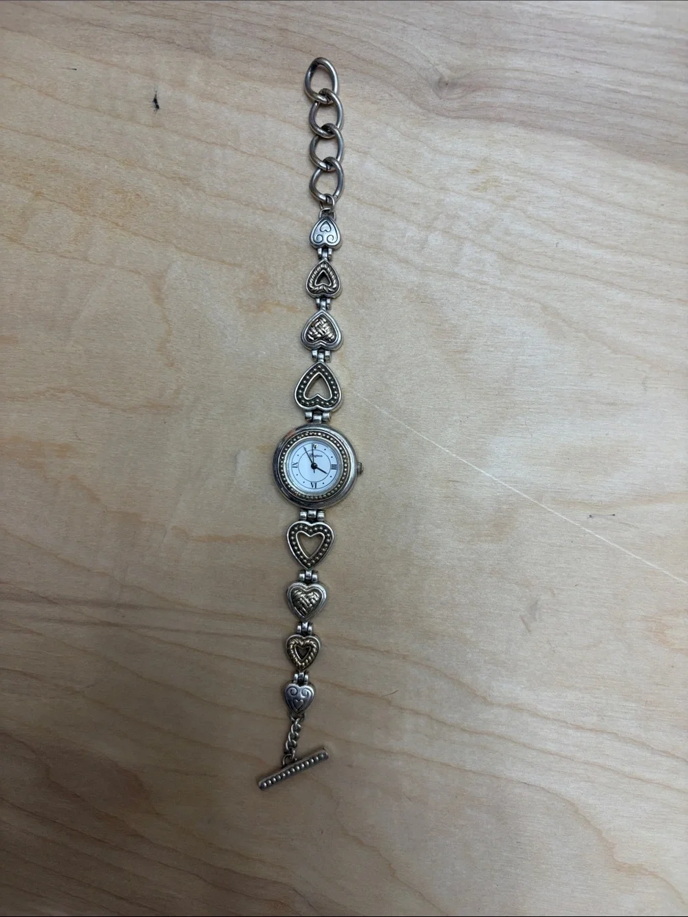Brighton Genoa Silver and Gold Heart Link Bracelet Watch
